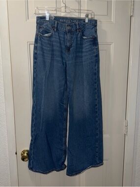 American Eagle Womens Low Rise Ultra Wide Leg Size 2 Blue Denim Jeans